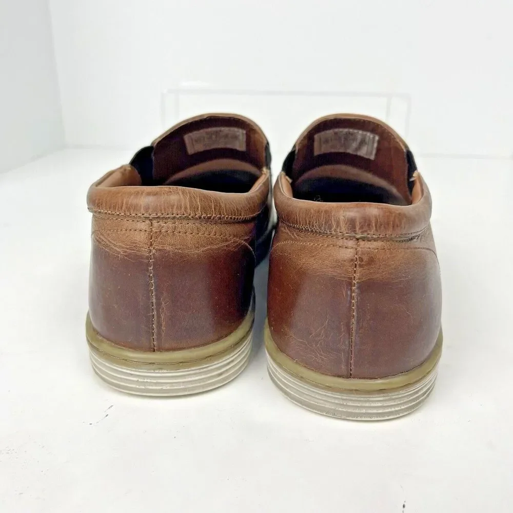 Roan By‎ Bedstu Mens Brown Leather Slip-On Shoes Size 8.5 Perforated Leather
